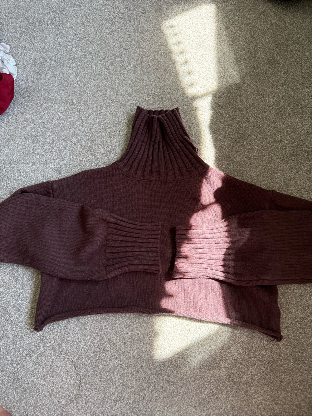 Cropped High-Neck Ribbed Sweater